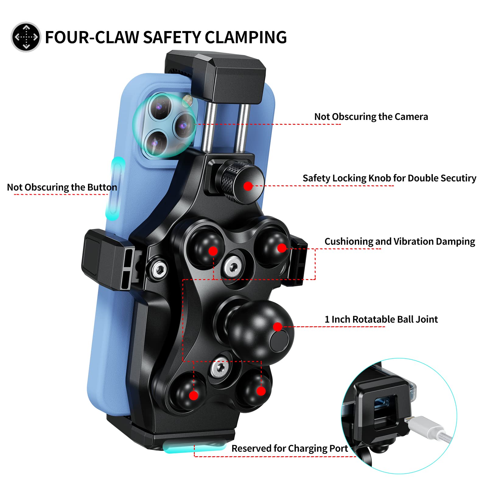 iMESTOU Motorcycle Fork Stem Phone Mount, Anti-Vibration 1