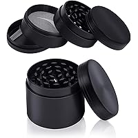 4 Piece 2" Grinder Spice Grinder Handy tools Grinders With Pollen Catcher Zinc Alloy Metal Grinder, Black