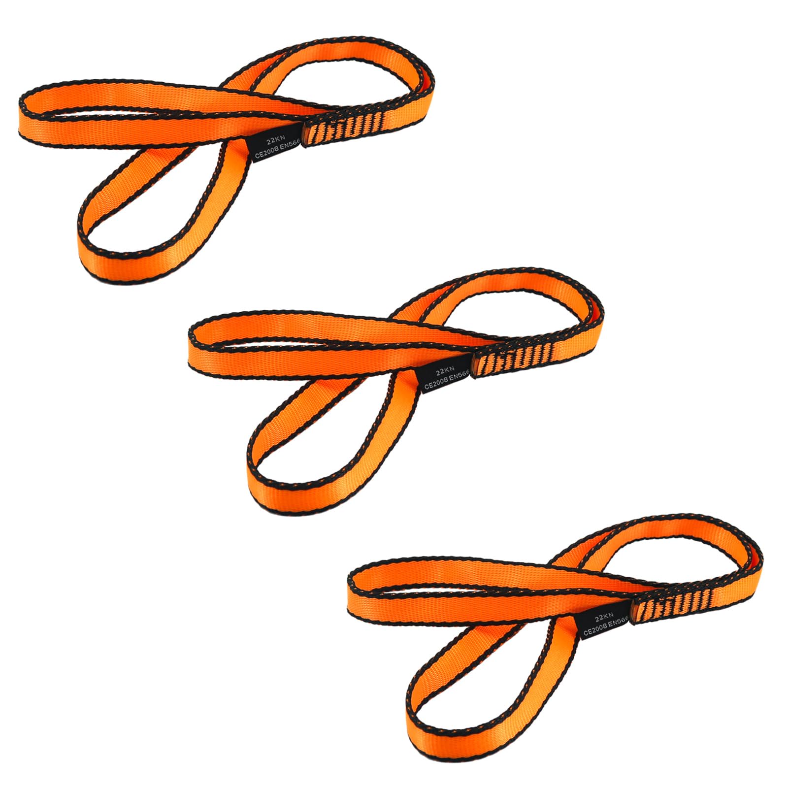 NewDoar CE & UIAA Certified Climbing Sling 16mm Nylon Sling Runners 22KN 4840LB Climbing Utility Cord Rock Climbing,Creating Anchors System,Rappelling Gear,Perfect for Tree Work-Orange/24''(60cm)3pcs