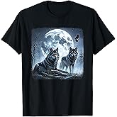 Mystical Wolves Native American Full Moon Mountain 0CAS09 T-Shirt