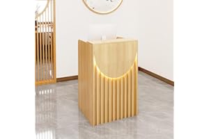 Reception Desk Counter Table, L-Shap Cashier Front Desk,Wooden Computer Desk Reception Table, Reception Counter for Supermark