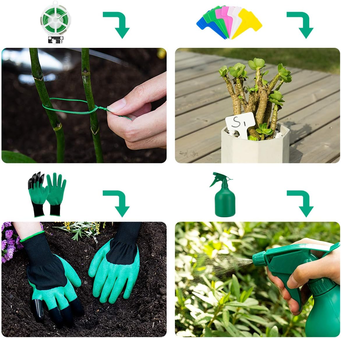 GIGALUMI Garden Tools Set -11 Piece Heavy Duty Gardening Tools Succulent Tools Set with Garden Gloves & Handbag - Aluminum Outdoor Hand Tools with Trowel Pruners and More - Gardening Gifts for Woman : Garden & Outdoor