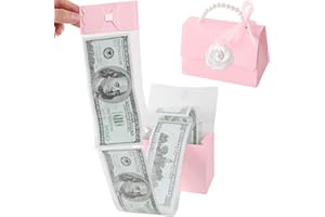 SESENSE Money Pull Box for Cash, Surprise Box Mini Rose Handbags with 30 Pcs Transparent Bags for Christmas Party Birthday