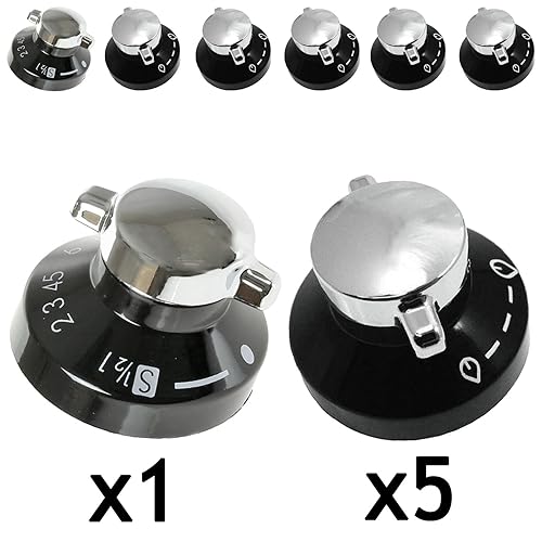New World Genuine Gas Oven Knob / Cooker Switch (Black, Silver / Chrome