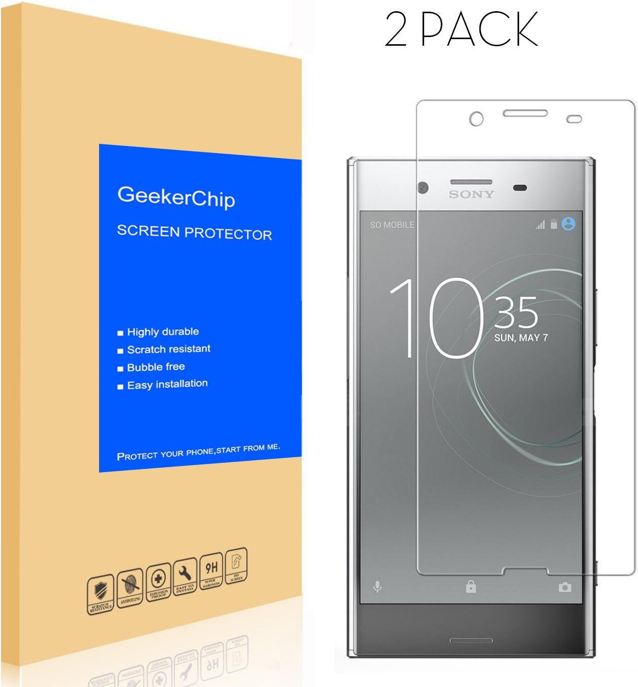 GeekerChip SONY XZ Premium Screen Protector[2 pack], 2 Pack SONY XZ Premium GLASS Edition Genuine Tempered Glass Screen Protector Guard Cover