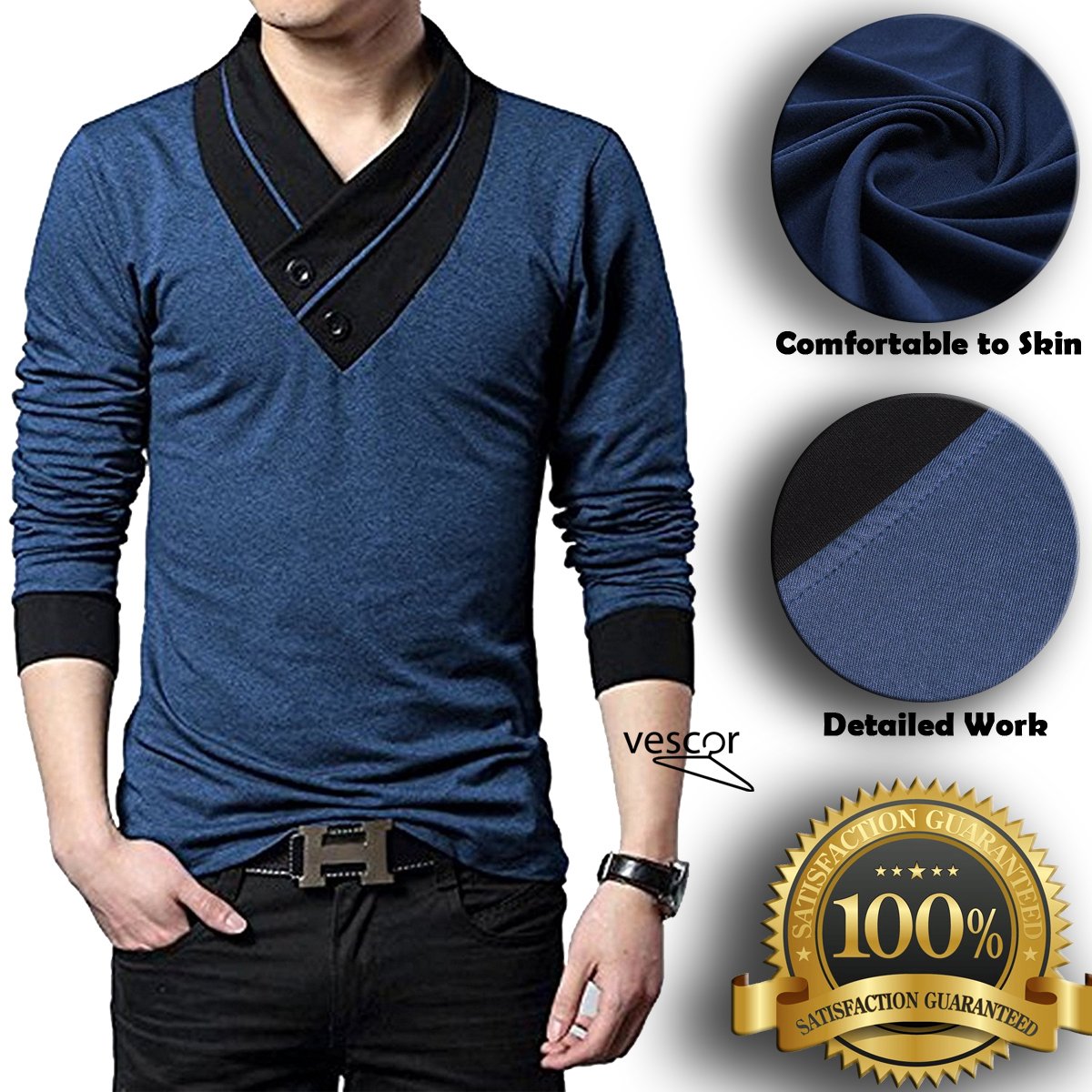 vescor men's cotton t-shirt (ps-11-v-top)