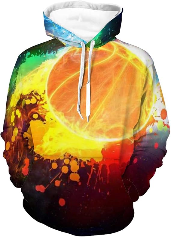 バスケットボールの壁紙 Ballメンズファッションウォームプルオーバー長袖フーディーポケット巾着パーソナライズトレーナー秋と冬パーカー メンズ トレーナー パーカー 通販 Amazon