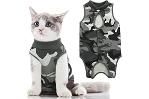 SUNFURA Camo Printed Cat Recovery Suit, Cat Surgical Recovery Suit After Surgery for Abdominal Wound Anti Licking, Kitten Onesie for Cats Female Spay Recovery Shirt E-Collar Alternative, Green L