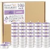 Wfmolcand Purple Lavender Scented Tealight Candles - Giant 100 Pack Candles -Smokeless, 4 Hour Burn - Gift Set for Valentine's Day, Christmas, Weddings Centerpiece &amp; Home Decor