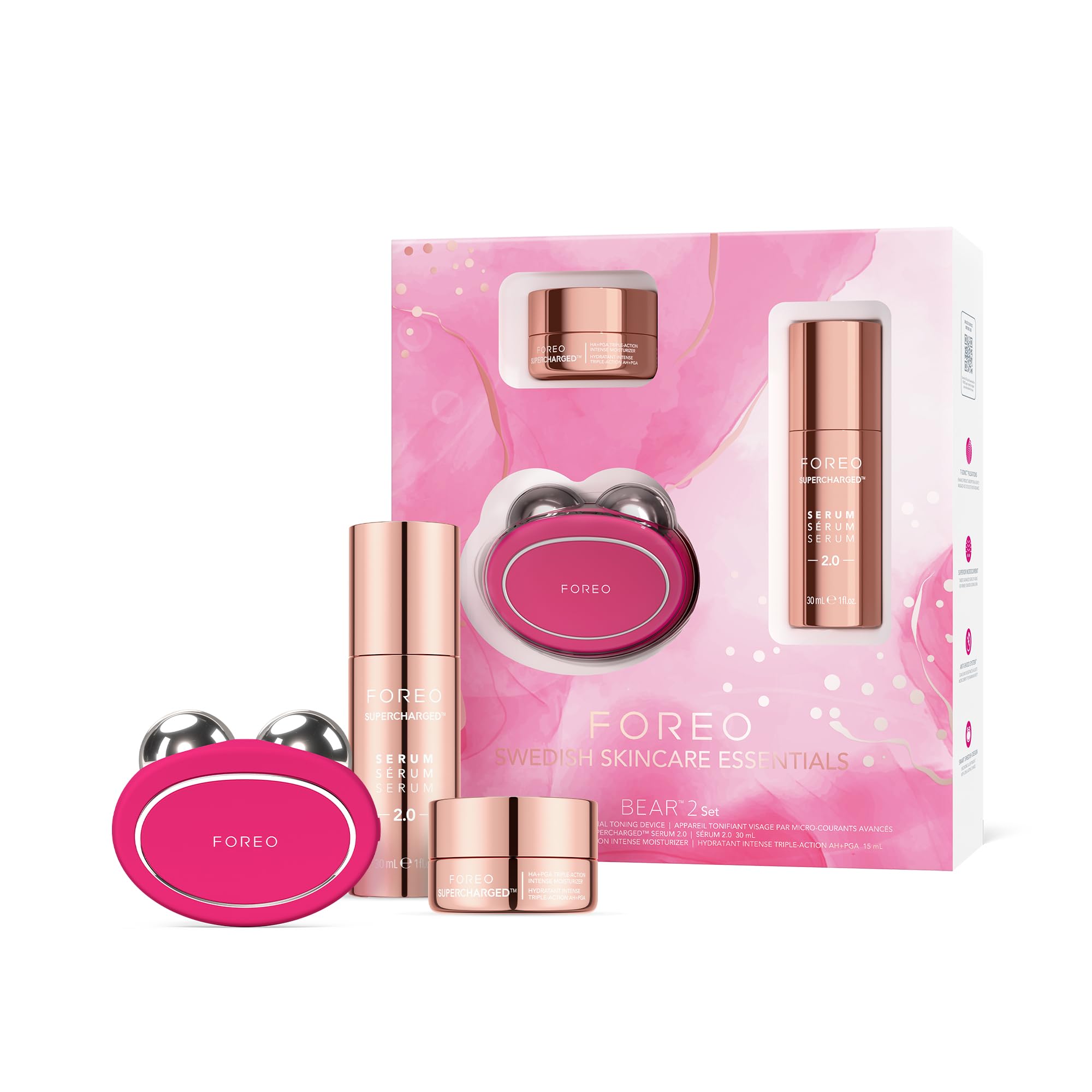 Photo 1 of FOREO BEAR 2 Set - Skin Care Set - Microcurrent Facial Device+ SUPERCHARGED SERUM 2.0,1 fl oz+ SUPERCHARGED HA+PGA Triple Action Intense Moisturizer,0.5 fl oz- Anti Aging- Skin Care Tools