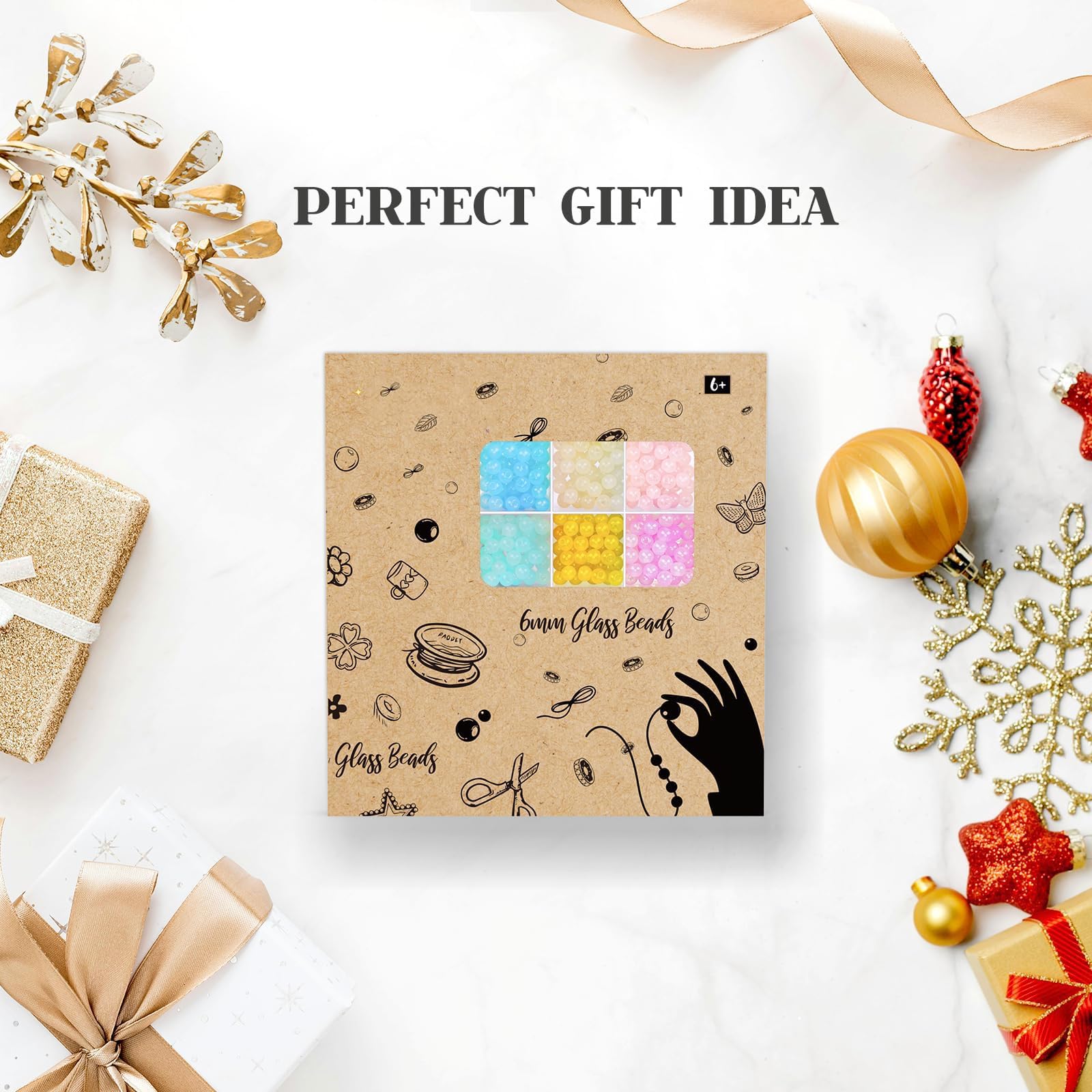 Sistenia 6mm Glass Beads Bracelet Making Kit 1400pcs, 24 Colors Crystal Beads for Jewelry Making Round Beads DIY Crafts with Spacer Beads Charms Accessories