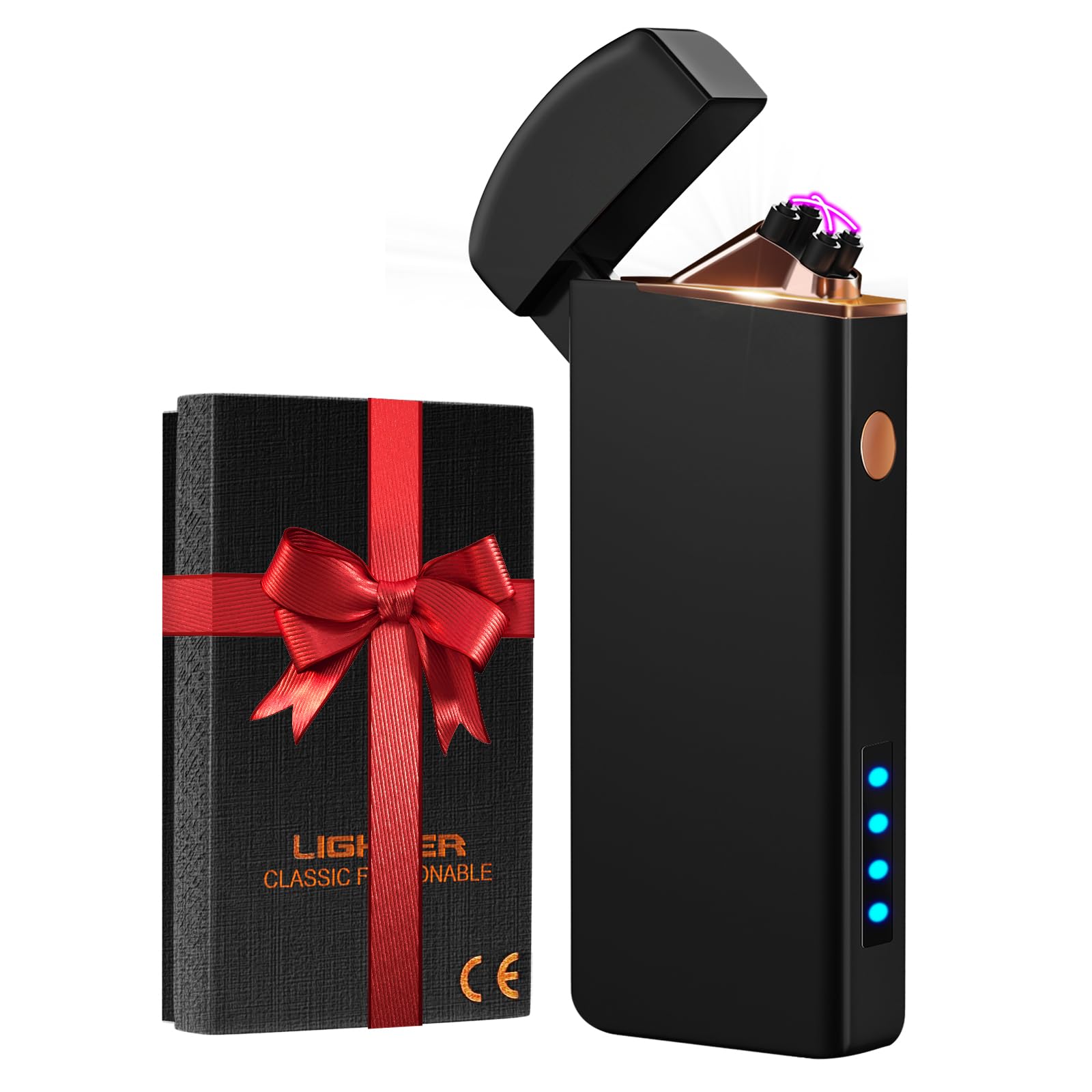 Coquimbo Gifts for Men Him Dad Electric Lighter, USB Rechargeable Arc Lighter Windproof Flameless Plasma Lighters with Battery Display, Birthday Gifts for Husband, Boyfriend, Women, Her