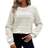 Pink Queen Womens Crew Neck Long Sleeve Ribbed Knit Pullover Tops Loose Casual Sweater Jumpers Fashion Trendy 2026