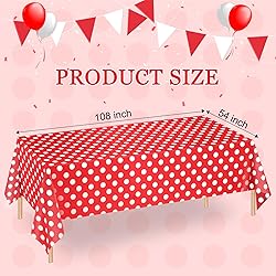 WNINK 6 Pack Red and White Polka Dot Tablecloths