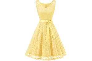 Dressystar Women Floral Lace Bridesmaid Party Dress Short Prom Dress V Neck