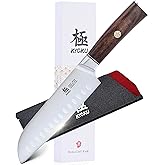 KYOKU 7 Inch Santoku Knife - Daimyo Series - Asian Knife Japanese Chef Knife with Ergonomic Rosewood Handle, & Mosaic Pin - Japanese Style 440C Stainless Steel Kitchen Knife with Sheath & Case