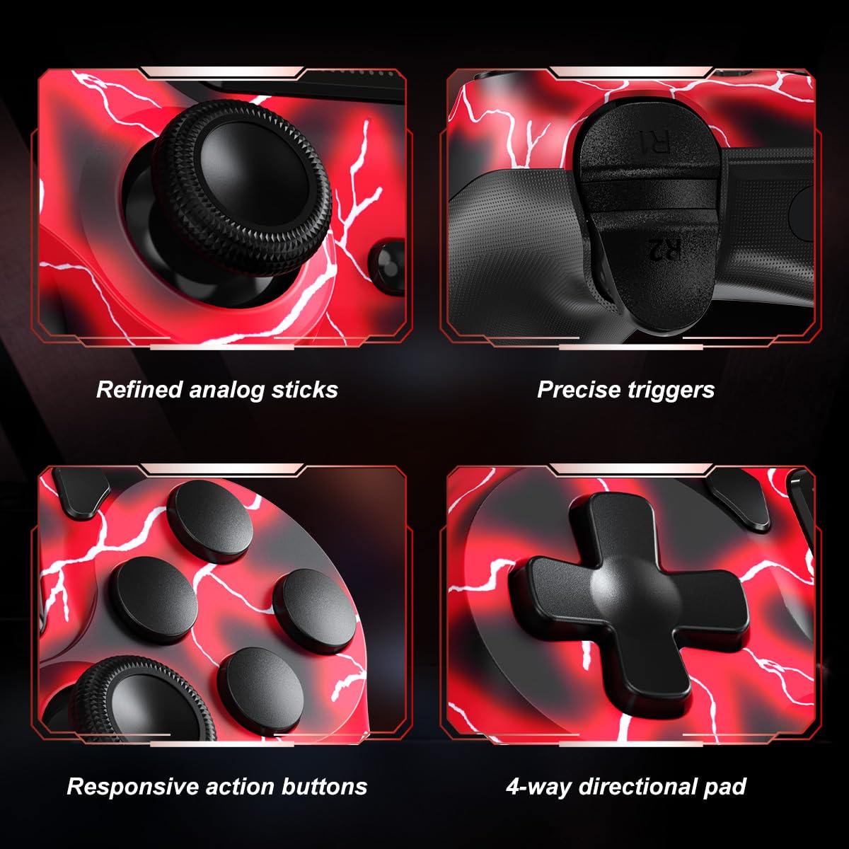 SHINXIN Wireless Controller Compatible with PS4, with Dual Vibration/ 6-Axis Motion Sensor/Speaker/Audio Jack/Touch Pad/Share Button