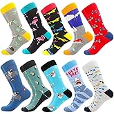 BISOUSOX Mens Dress Socks Funny Fun Colorful Crazy Funky Crew Socks for Men Novelty Happy Cotton Size 9-12