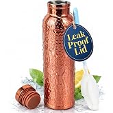 Four Flowers Copper Water Bottle 650ml with Cleaning Brush &ndash; Copper Coated Exterior &amp; Stainless Steel Interior &ndash; Leak Proof Wide Mouth Metal Bottle for Travel, Gym, Office &amp; Daily Hydration