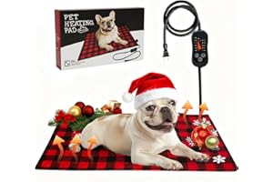 LEPAWIT Pet Heating Pad, Adjustable Temperature Heated Dog Bed with Timer, Outdoor Waterproof Heated Pad with Anti-Chew Cord, Overheat Protection Warming Mat for Small and Medium Dogs (M:15.7"x27.6")