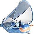 Mambobaby Float with Canopy Non Inflatable Baby Float Upgrade Add Tail Baby Pool Float with UPF 50+Sun Canopy Solid Swim Float No Flip Over for Infant Aged 3-24 Months, Crab Blue