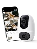 virtavo XD1 Indoor Security WiFi Camera, No Subscription Required, Dual-Lens 360° PTZ Baby Monitor & Pet Cam, Motion Tracking, 2-Way Audio, Night Vision, Cloud/SD Storage, Phone App, Plug-in Power