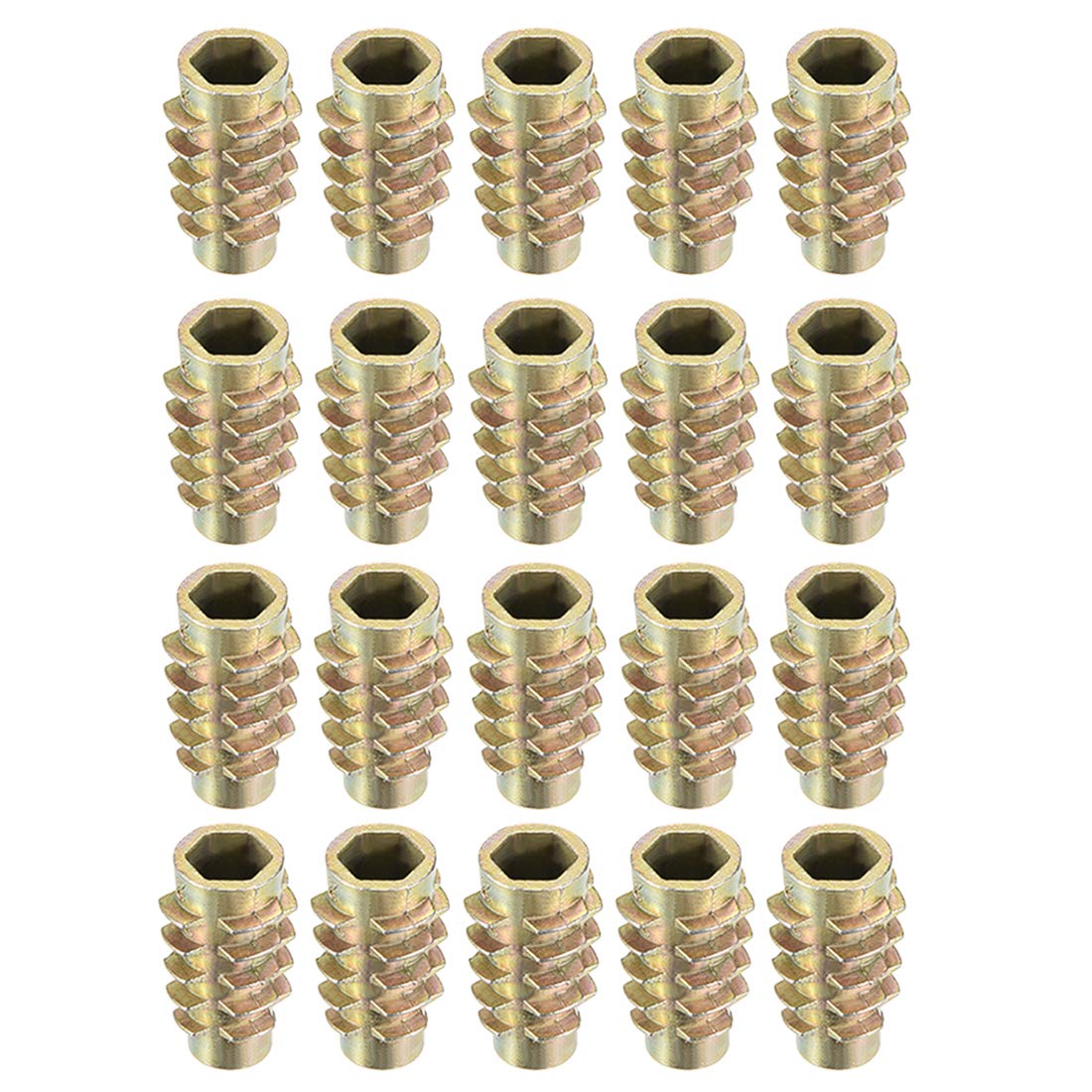 sourcing map Furniture Threaded Insert Nuts Zinc Alloy Hex-Flush M6 Internal Threads 20mm Long 20pcs