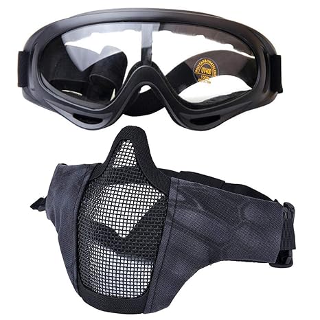 Kapmore Airsoft Maske, Mesh Gesicht Schädel Maske Airsoft Halbmaske Ausrüstung Stahl Airsoft Masken