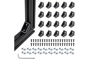 TOHIRA 20 Sets Black 2020 Series Aluminum Extrusion Corner Bracket Kit, Includes 20pcs Right Angle Connectors, 40pcs M5 T Slot Nuts and Screws for 20 Series V-Slot Aluminum Profile Accessories