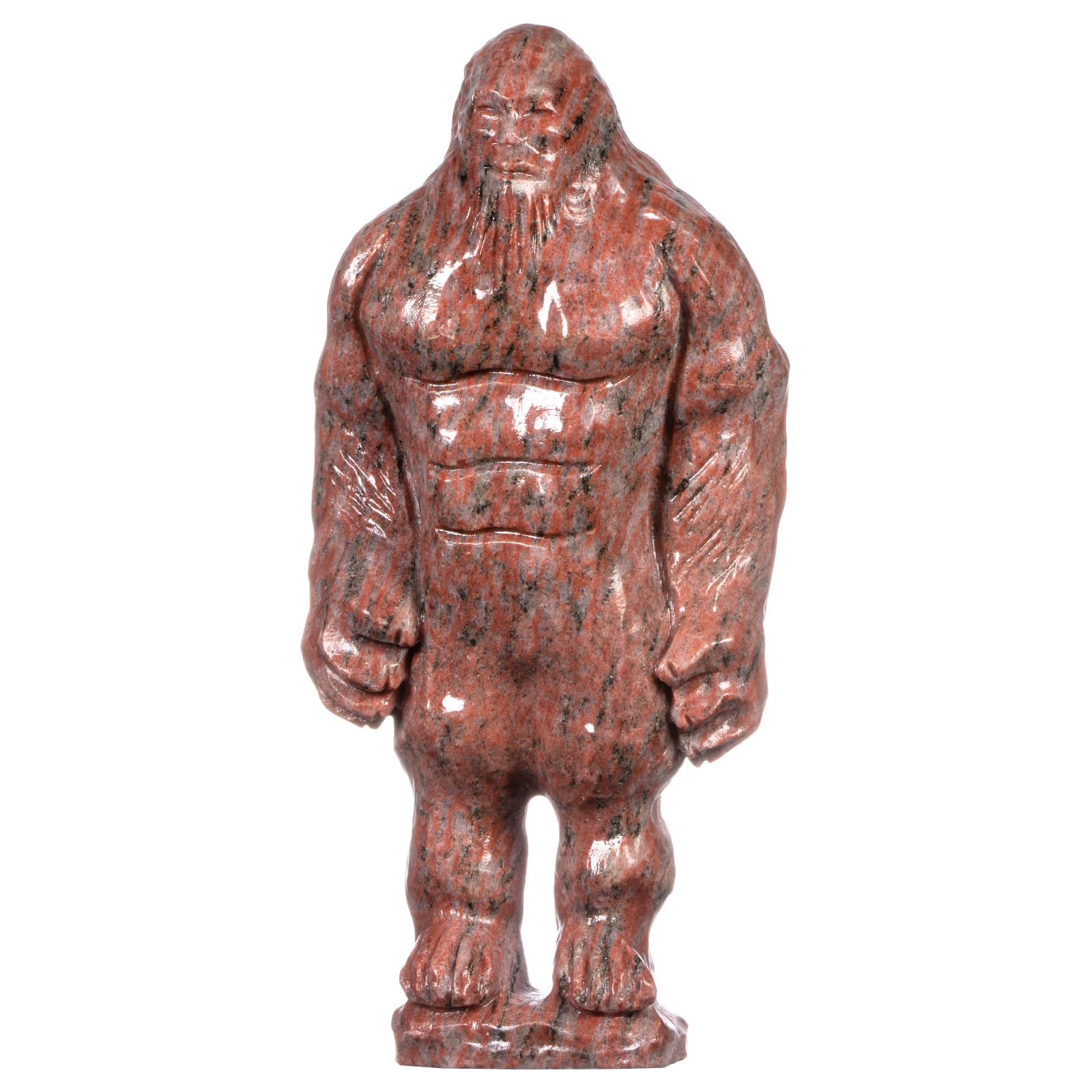 Nupuyai 6.1" Sesame Red Jasper Crystal Stone Ape Man Statue, Natural Stone Figurine Standing Carved Stone Figure for Home Office Decor