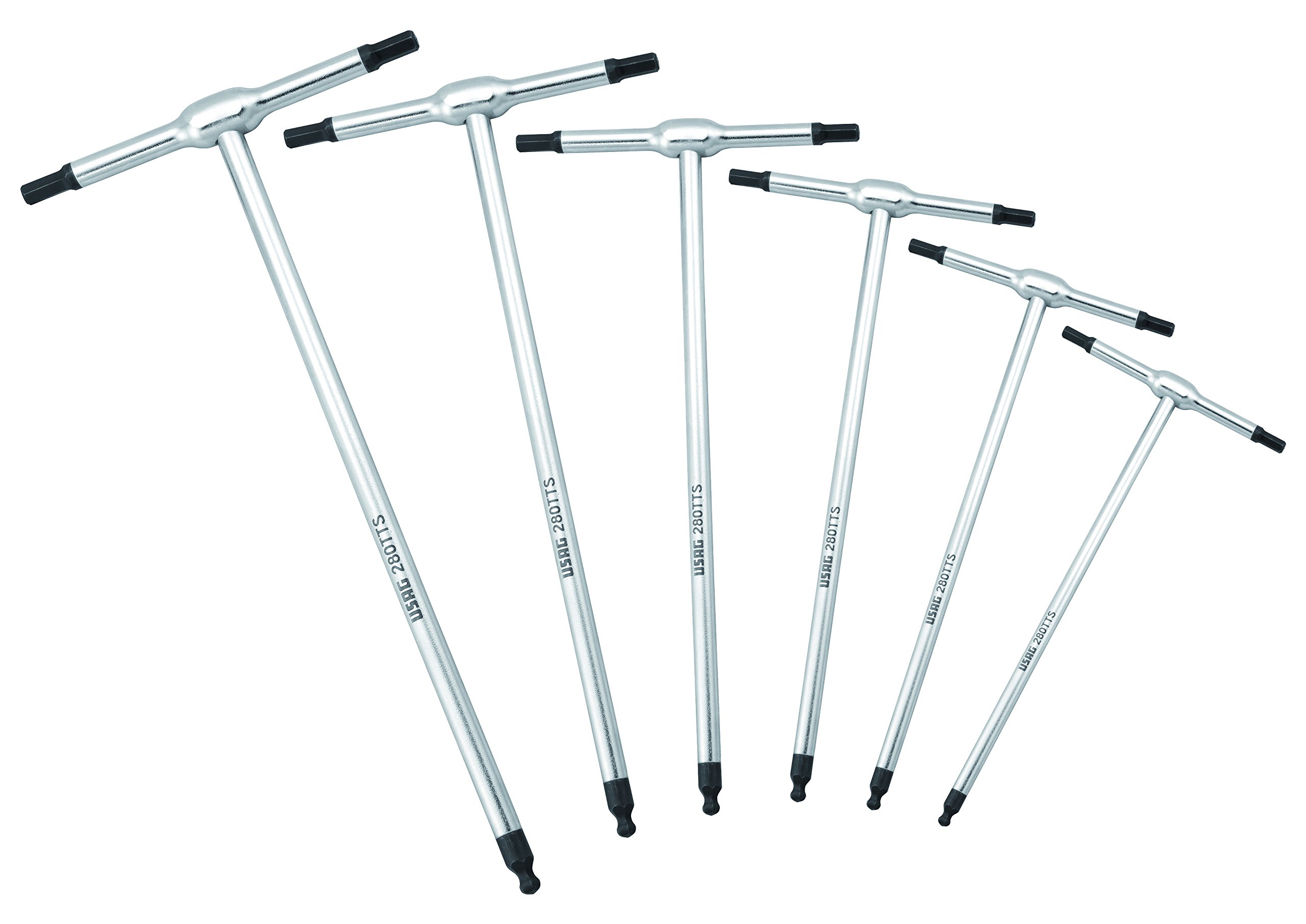 USAG 280 TTS/SE6 - Set of 6 T-Handle Hexagon Keys with Spherical Head
