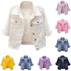 Cropped Jacket Women Trendy Short Sleeve Lapel Neck Colored Denim Shacket Button Down Bomber Trucker Jean Jackets
