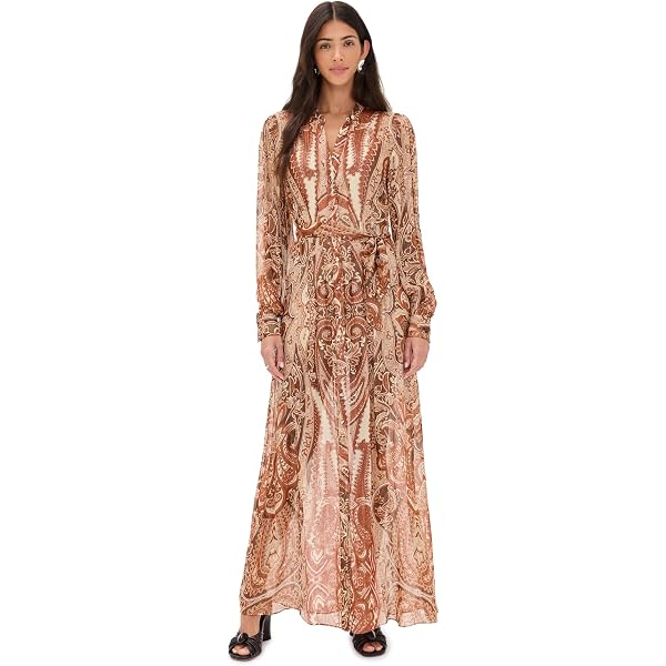 Hemant and Nandita Women's Fara Long Dress, Brown, S at Amazon Women's  Clothing store