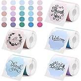 Gersoniel 700 Pcs 2 Inch Round Thermal Labels Waterproof Circle Direct Thermal Stickers Printable Labels for Valentine's Day Gift Wrapping Thanks Card Small Business Logo(Multi Color,Scalloped)