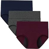 INNERSY Period Underwear for Women High Waisted Leak-Proof Postpartum Menstrual Panties 3-Pack