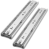 Gobrico Hardware 18 inch Drawer Slides 2 Pair，Soft Close Drawer Slides 3 Fold, Cabinet Drawer Slides Full Extension Drawer Glides, Heavy Duty Hydraulic Self Close Rails, Side Mount Ball Bearing