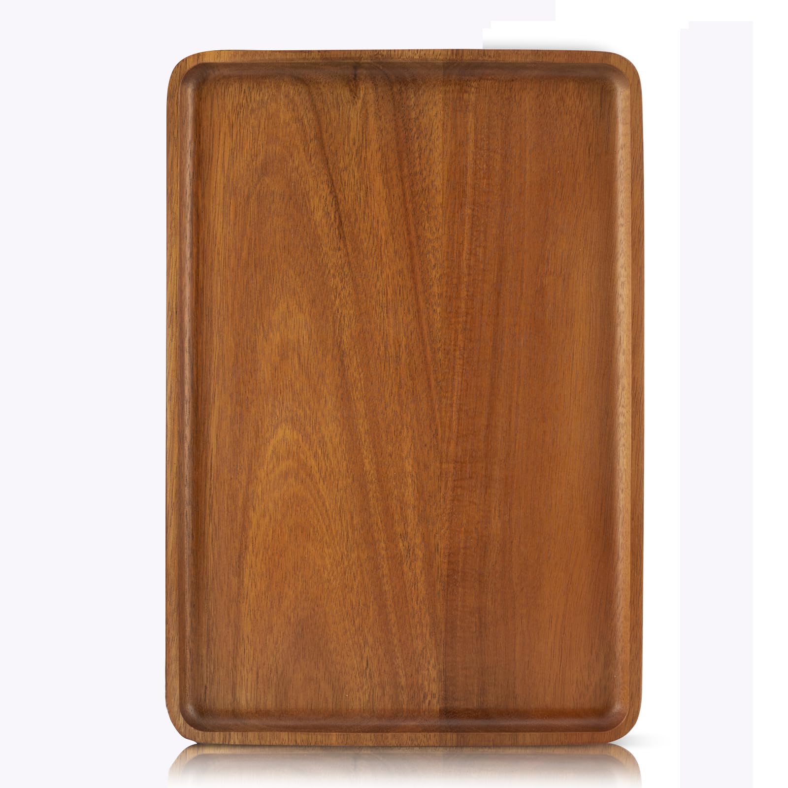 Photo 1 of 1 pcs 13"x 9" Solid Acacia Wood Serving Trays Rectangular Wooden Serving Platters Natural Wooden Boards for Bar Coffee Party