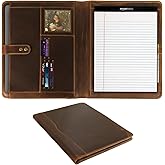 ELIZO Leather Portfolio Padfolio Leather Binder Folder for Men and Women Professional Business Portfolio Organizer Men and Women