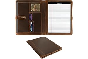 ELIZO Leather Portfolio Padfolio Leather Binder Folder for Men and Women Professional Business Portfolio Organizer Men and Women