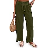 Diosun Womens Casual Palazzo Pants High Waisted Wide Leg Long Lounge Elastic Drawstring Waist Trousers with Pockets
