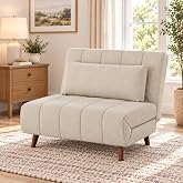 A Artdeco Home 40.6" W Convertible Sleeper Chair, 3in1Chair Bed with Adjustable Backrest, Foldable Twin Sofa for Small Spaces,Living Room,Apartment(Beige)