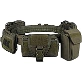 BOMTURN Battle Belt Tactical Belt with Accessories: Duty Belts Law Enforcement Combat Airsoft Police Belt with Pouches 7pcs