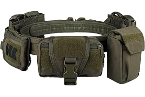 BOMTURN Battle Belt Tactical Belt with Accessories: Duty Belts Law Enforcement Combat Airsoft Police Belt with Pouches 7pcs