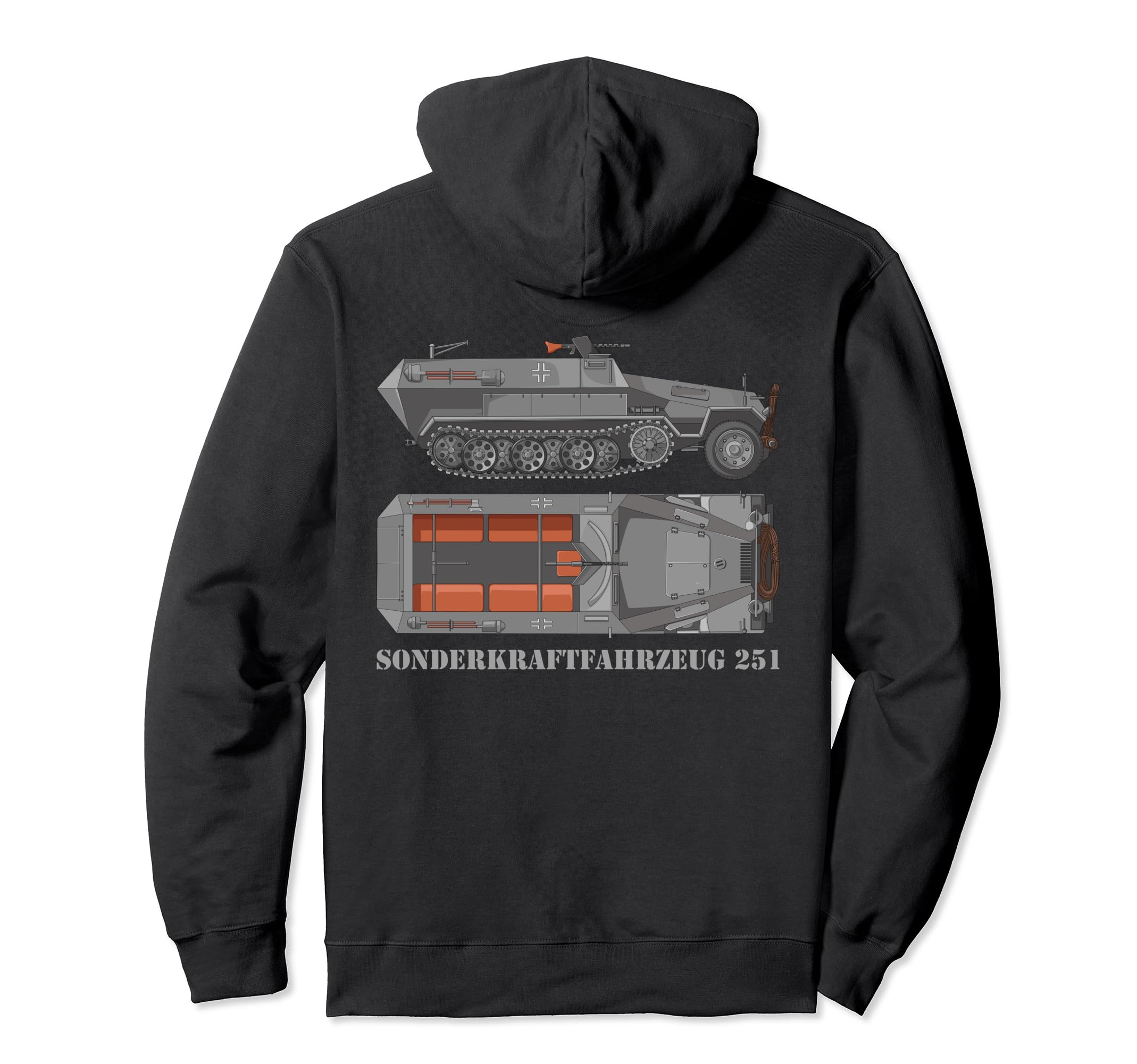 SdKfz 251 German WW2 Half-track APC Hanomags Diagram Pullover Hoodie