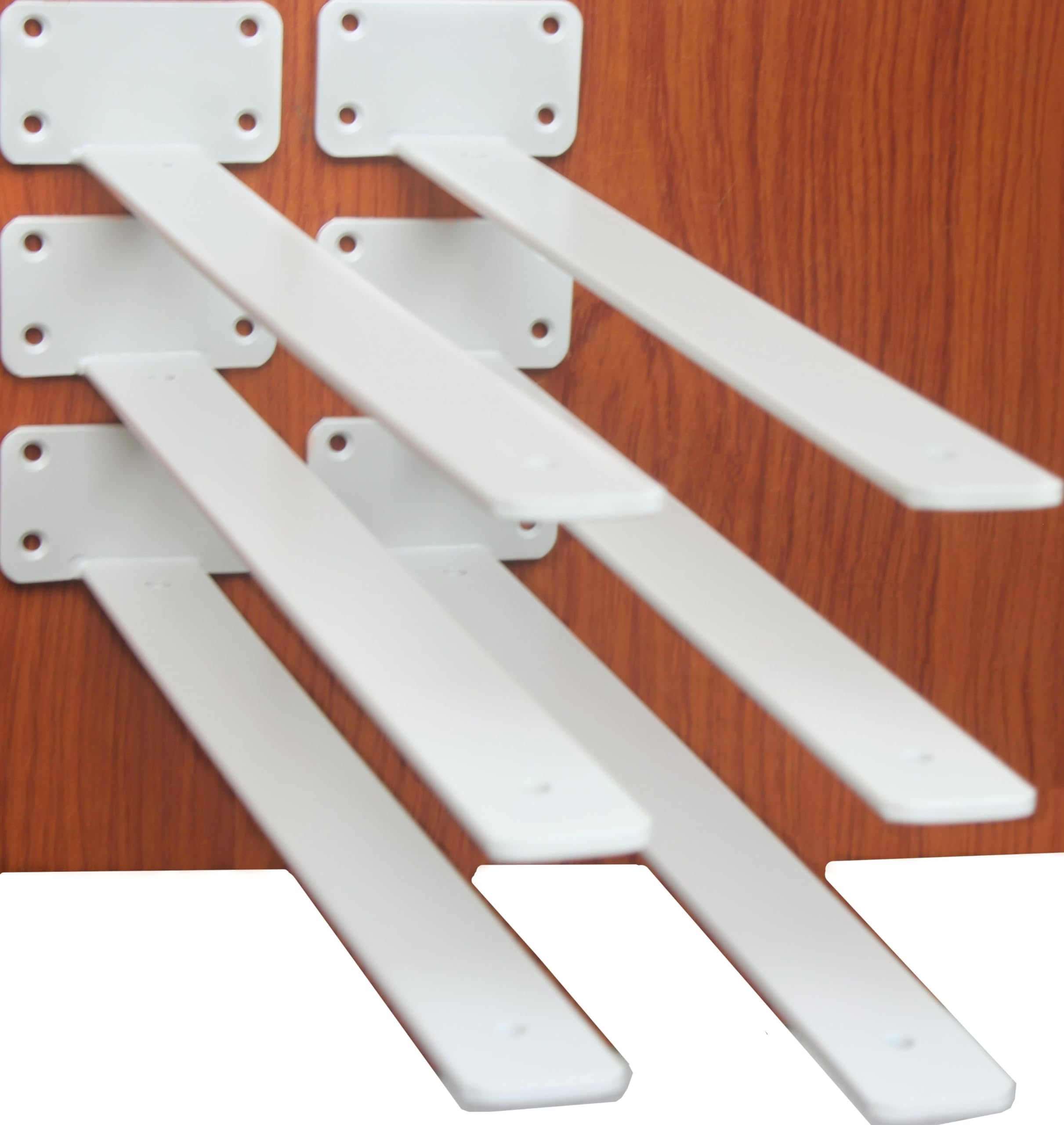Photo 1 of 6 Pack - 16 inch White Hidden L Shelf Bracket (1/5 Inch Thicked) Iron Floating Shelf Brackets Rustic Industrial Metal Brackets for Shelf Support