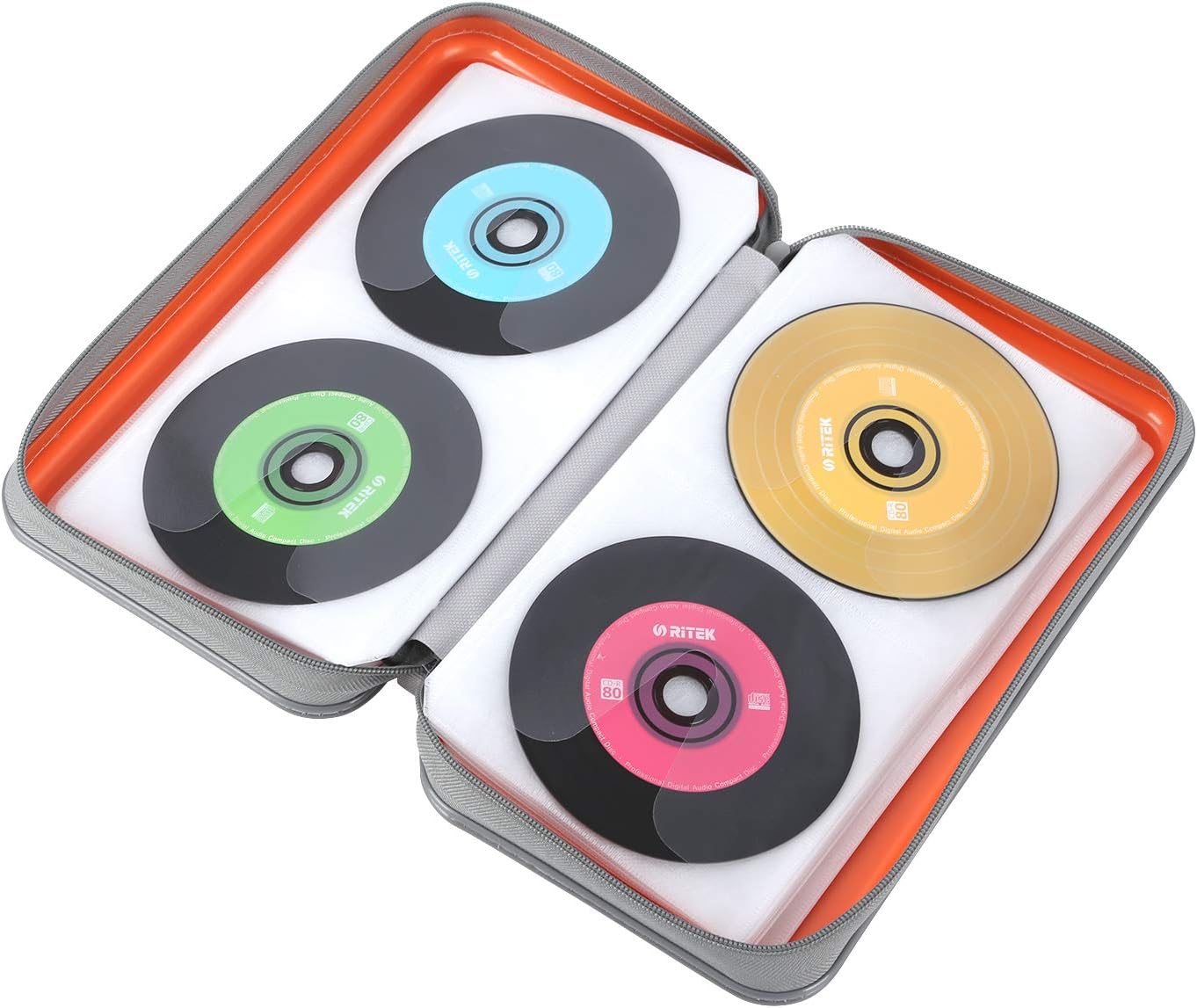 alavisxf xx CD Case, 96 Capacity Hard Plastic CD Holder Protective DVD Disc Storage Case Holder Portable Zipper CD DVD Organizer Storage Wallet for Car Home Travel (96 Capacity, Orange): Automotive