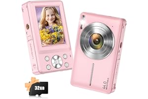 Digital Camera, Upgraded FHD 1080P Digital Camera for Kids with 16X Zoom, Flashlight, 32GB Card, 44MP Point and Shoot Camera 