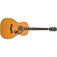 Fender Paramount PS-220E Parlor Acoustic Guitar, Natural, with Case