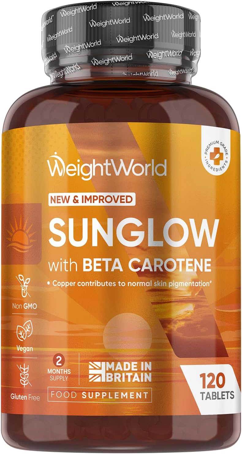 WeightWorld Tanning Tablets 120 SunGlow Beta Carotene Vegan Non-GMO UK Made