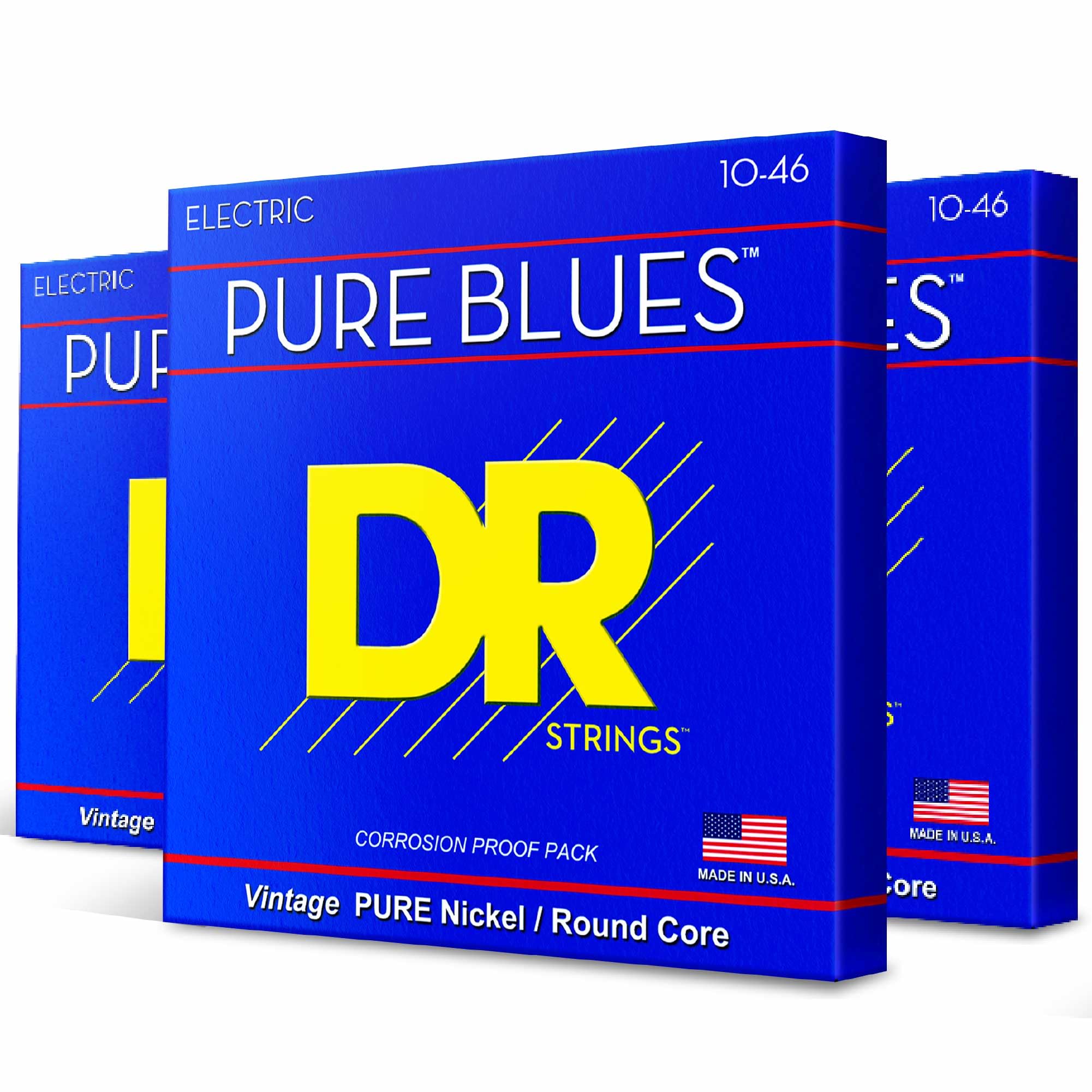 DR Strings PHR-10 Pure Blues - Electric Guitar Strings, 10-46, 3-Pack